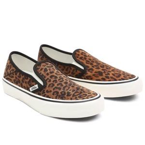 NEW Vans Slip On Suede Leopard Chipmunk Marshmallow Cheetah Print Comfort Cush